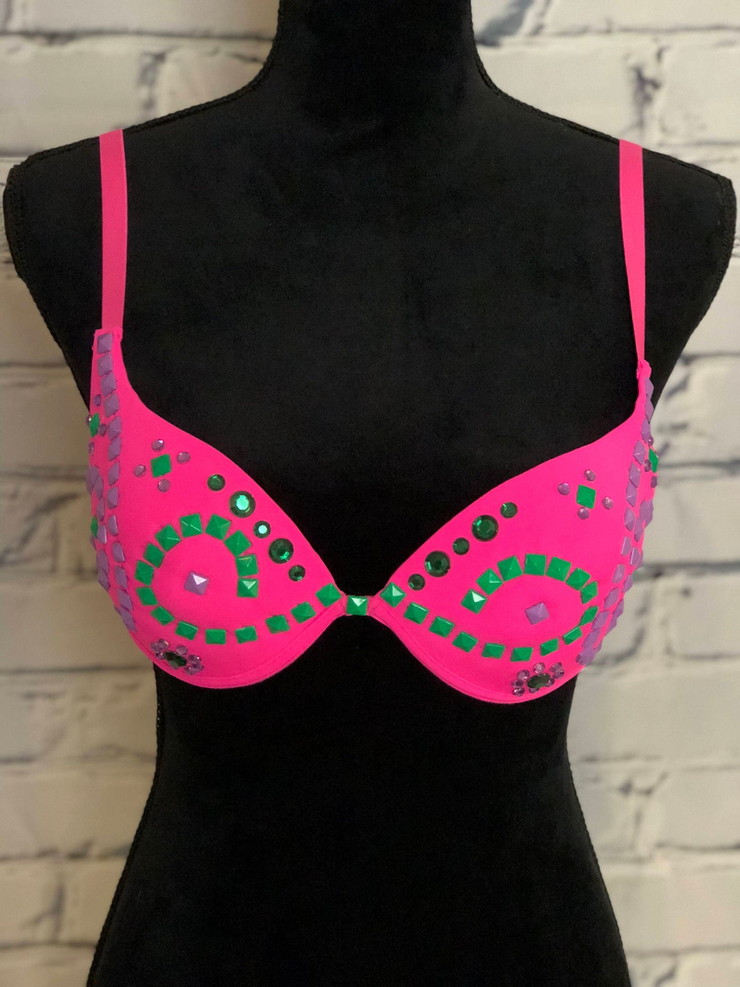 Pink Neon Rave Bra - Perfect for any Rave Outfit, edm Bra, Exotic Dance Bra, edm Outfit, Rave Wear, EDC Bra, or EDC Costume