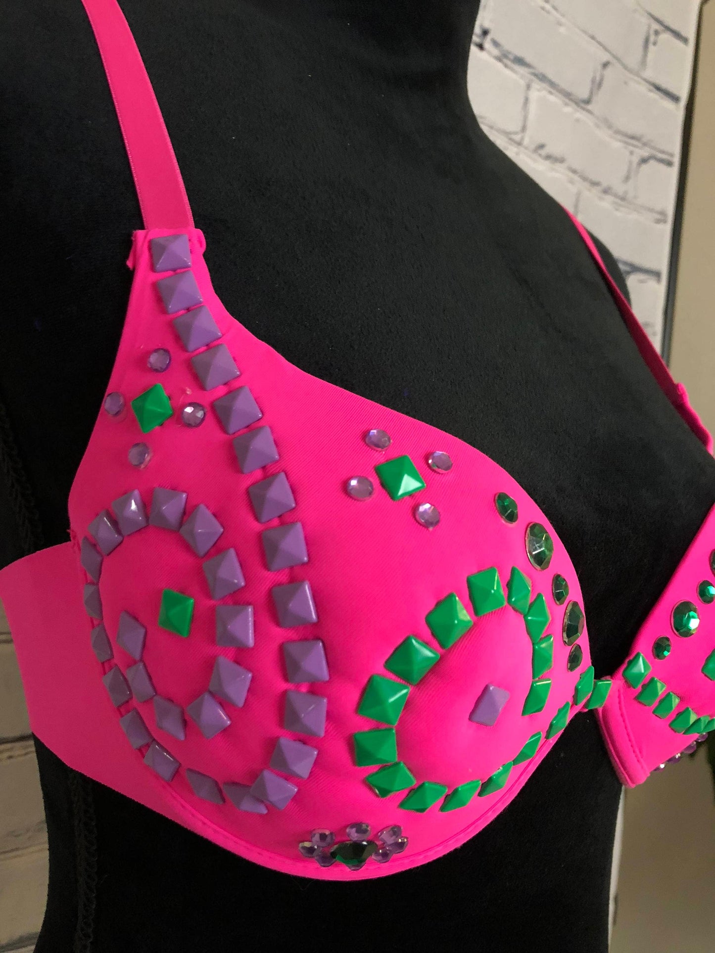 Pink Neon Rave Bra - Perfect for any Rave Outfit, edm Bra, Exotic Dance Bra, edm Outfit, Rave Wear, EDC Bra, or EDC Costume
