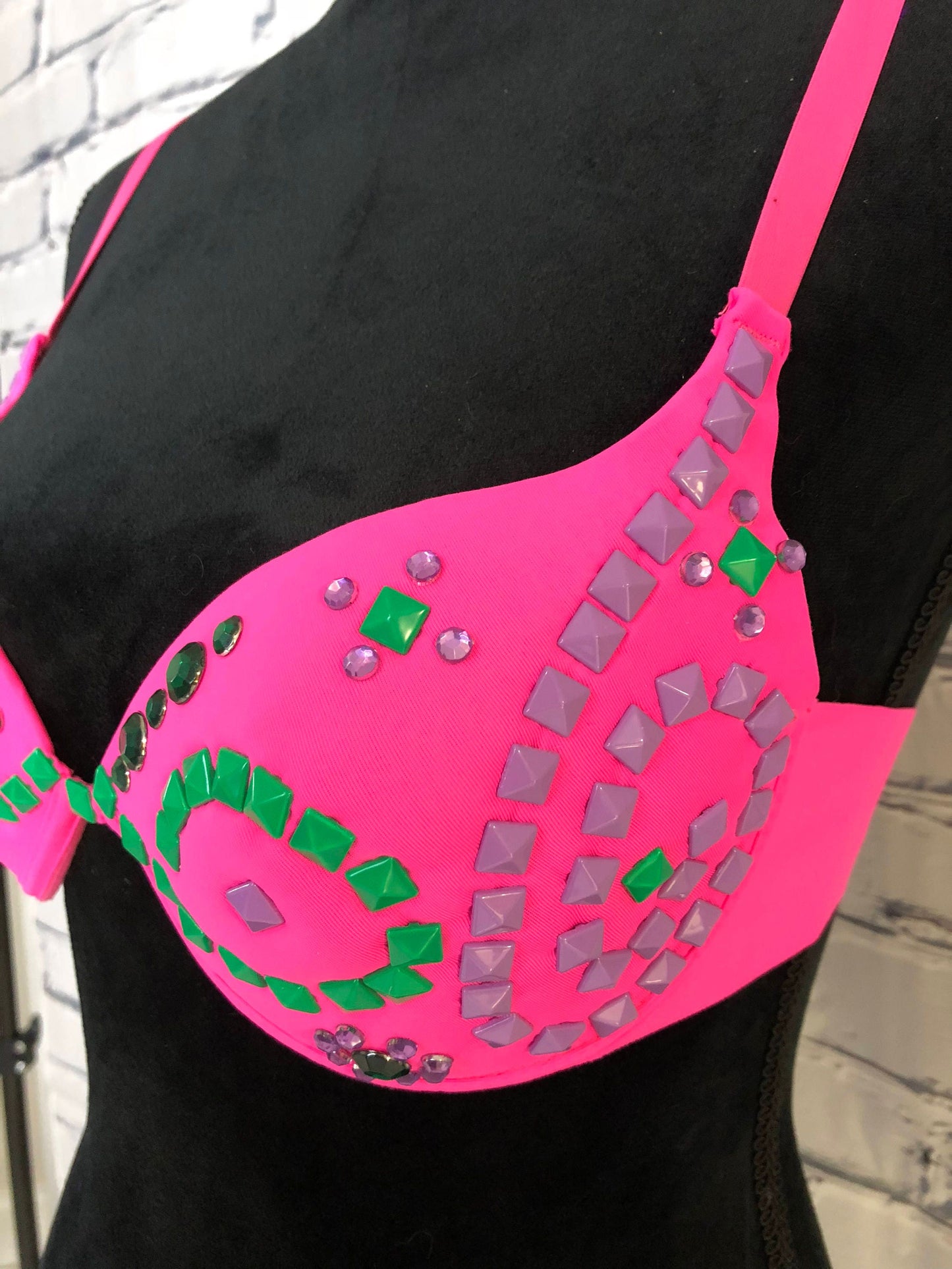 Pink Neon Rave Bra - Perfect for any Rave Outfit, edm Bra, Exotic Dance Bra, edm Outfit, Rave Wear, EDC Bra, or EDC Costume