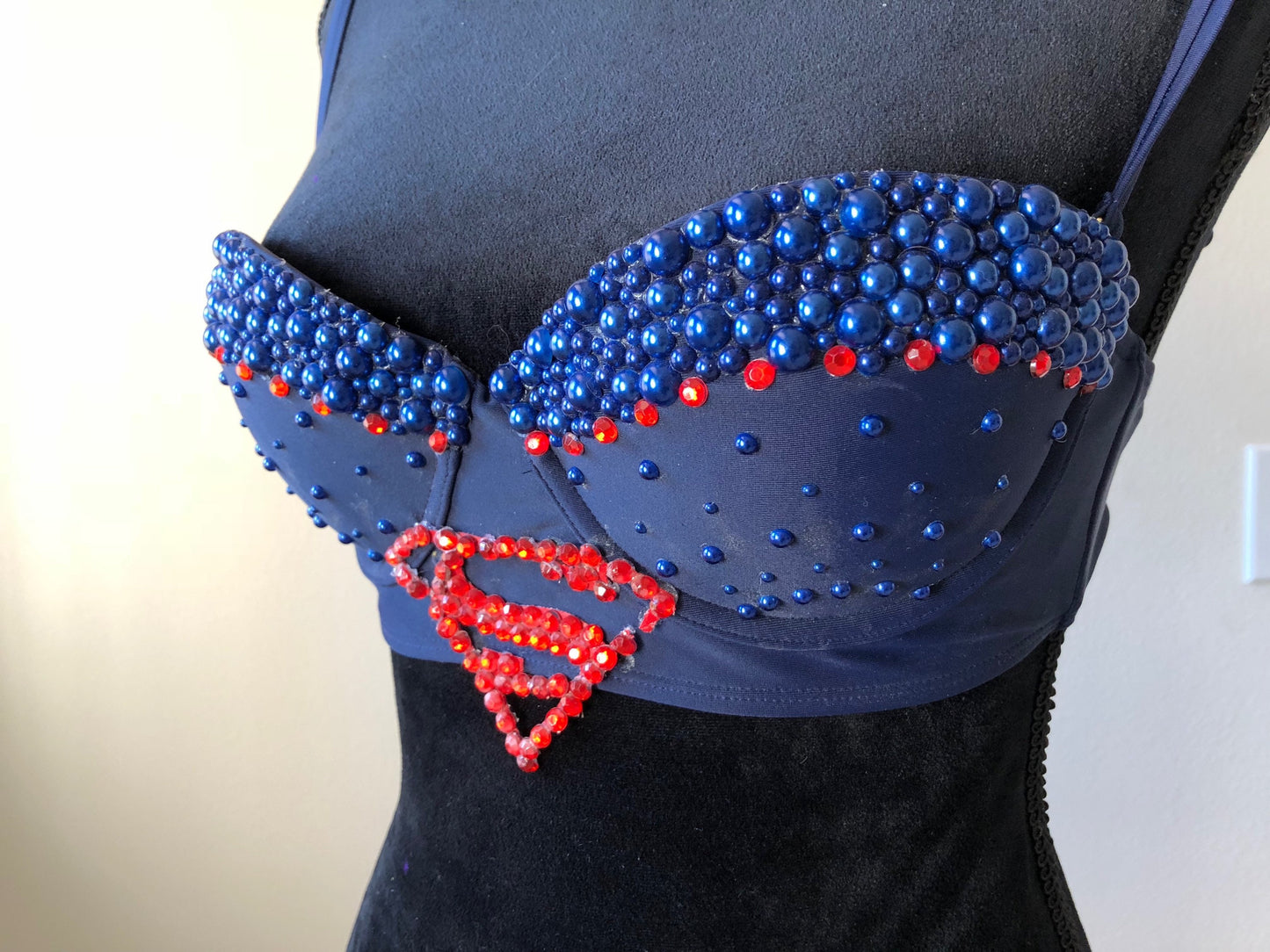 DC Comics inspired Supergirl Rave Bra - rave outfit, edm bra, exotic dance wear, edm outfit, rave wear, EDC bra, or EDC outfit