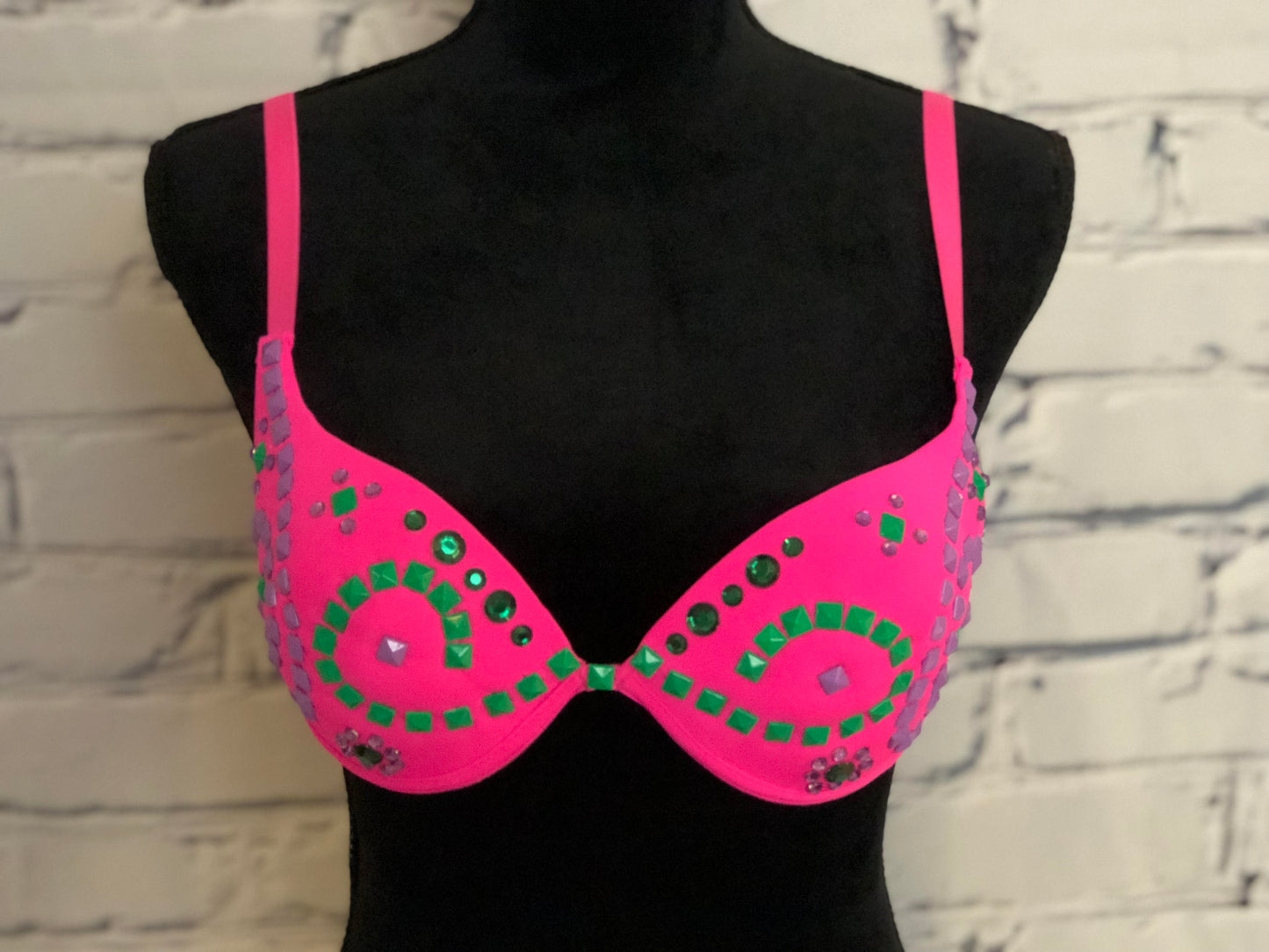 Pink Neon Rave Bra - Perfect for any Rave Outfit, edm Bra, Exotic Dance Bra, edm Outfit, Rave Wear, EDC Bra, or EDC Costume