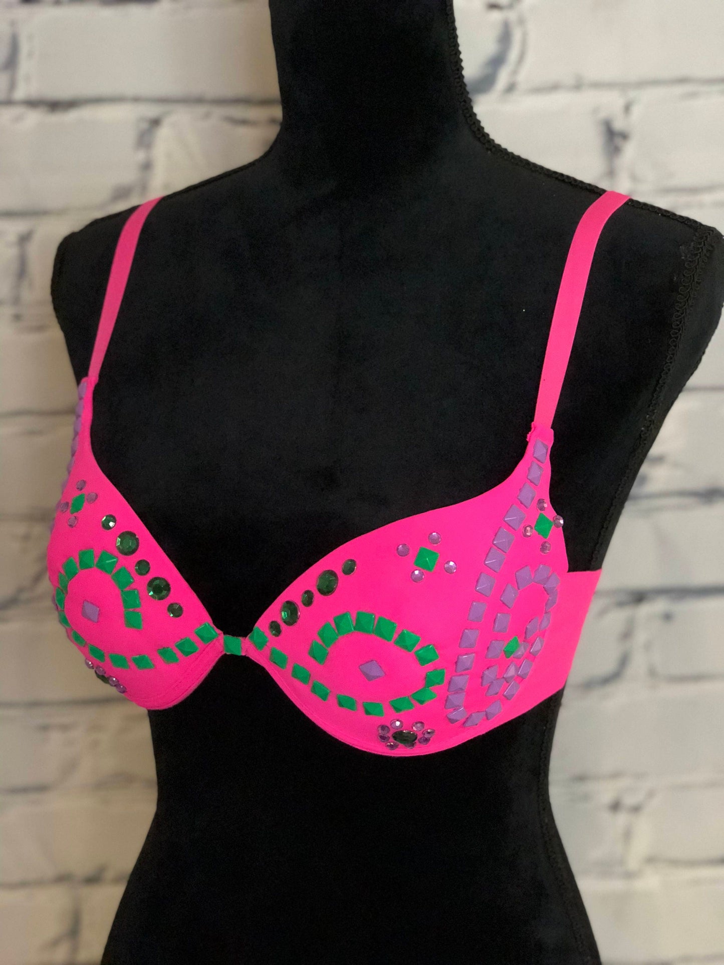 Pink Neon Rave Bra - Perfect for any Rave Outfit, edm Bra, Exotic Dance Bra, edm Outfit, Rave Wear, EDC Bra, or EDC Costume