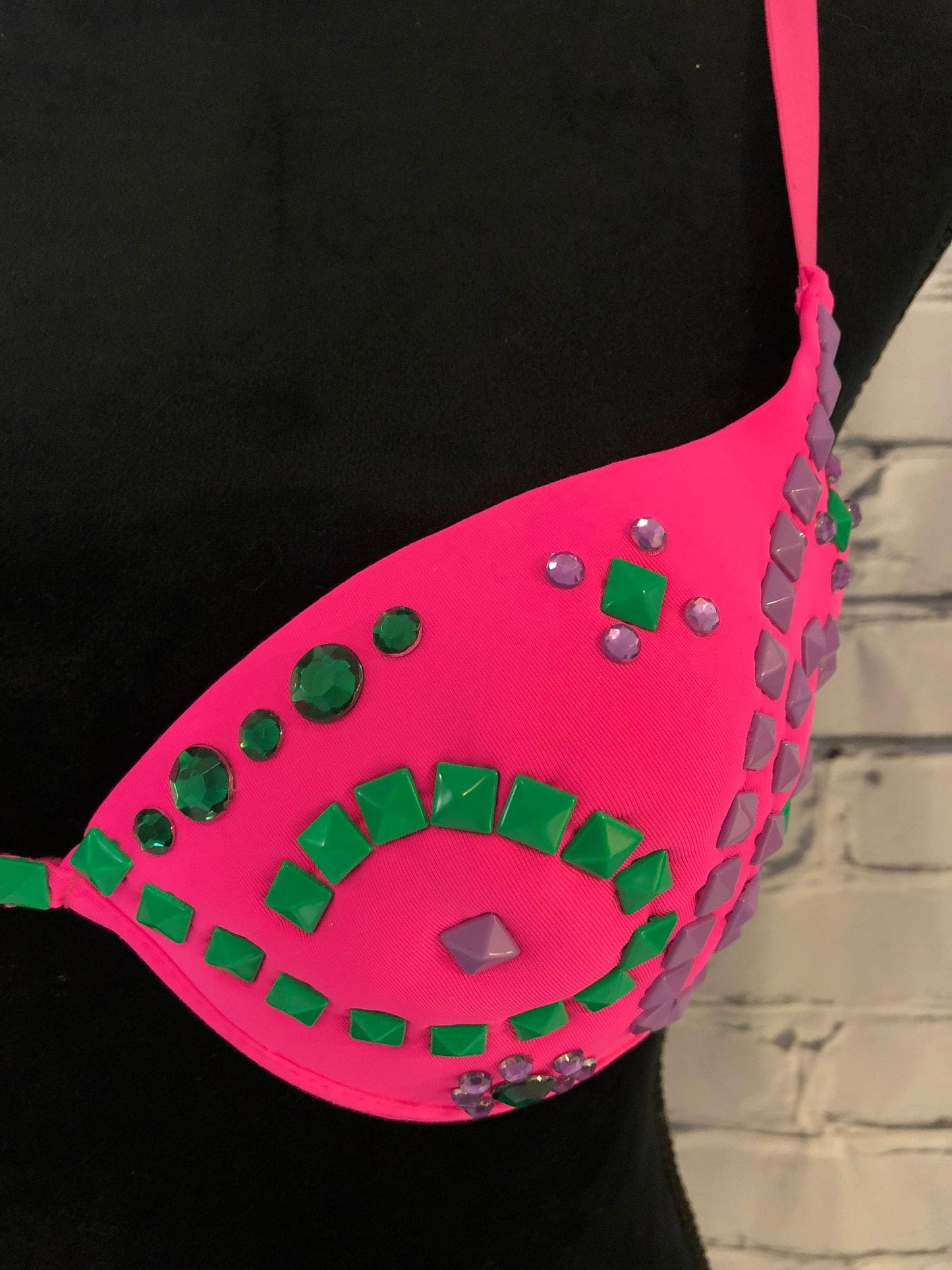 Pink Neon Rave Bra - Perfect for any Rave Outfit, edm Bra, Exotic Dance Bra, edm Outfit, Rave Wear, EDC Bra, or EDC Costume