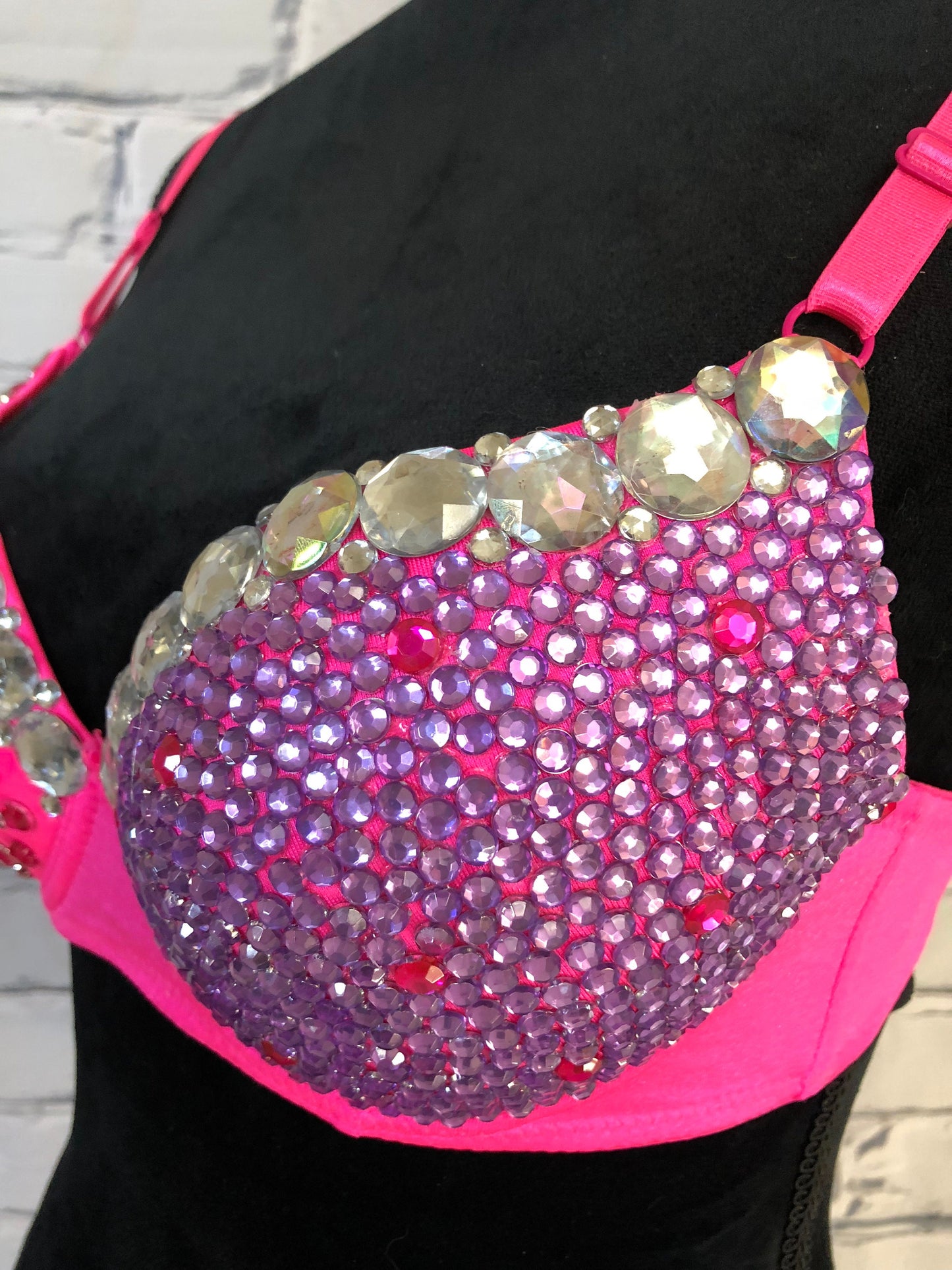 Pink and Purple Flower Rave Bra - For any Rave Outfit, edm Bra, Exotic Dance Bra, edm Outfit, Rave Wear, EDC Bra, EDC Outfit, or EDC Costume