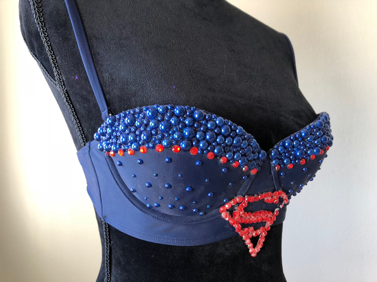 DC Comics inspired Supergirl Rave Bra - rave outfit, edm bra, exotic dance wear, edm outfit, rave wear, EDC bra, or EDC outfit