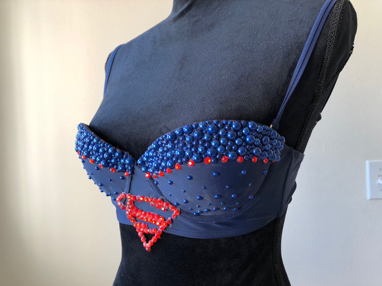 DC Comics inspired Supergirl Rave Bra - rave outfit, edm bra, exotic dance wear, edm outfit, rave wear, EDC bra, or EDC outfit