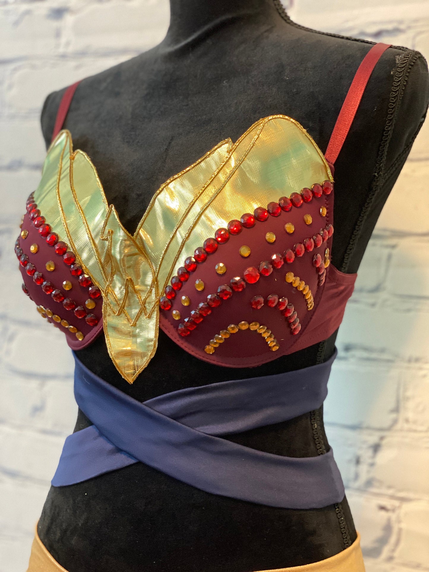 DC's Wonder Woman Movie Inspired Rave Bra - Perfect for a Rave Outfit, edm Bra, Exotic Dance Bra, edm Outfit, Rave Wear, EDC Bra, EDC Outfit
