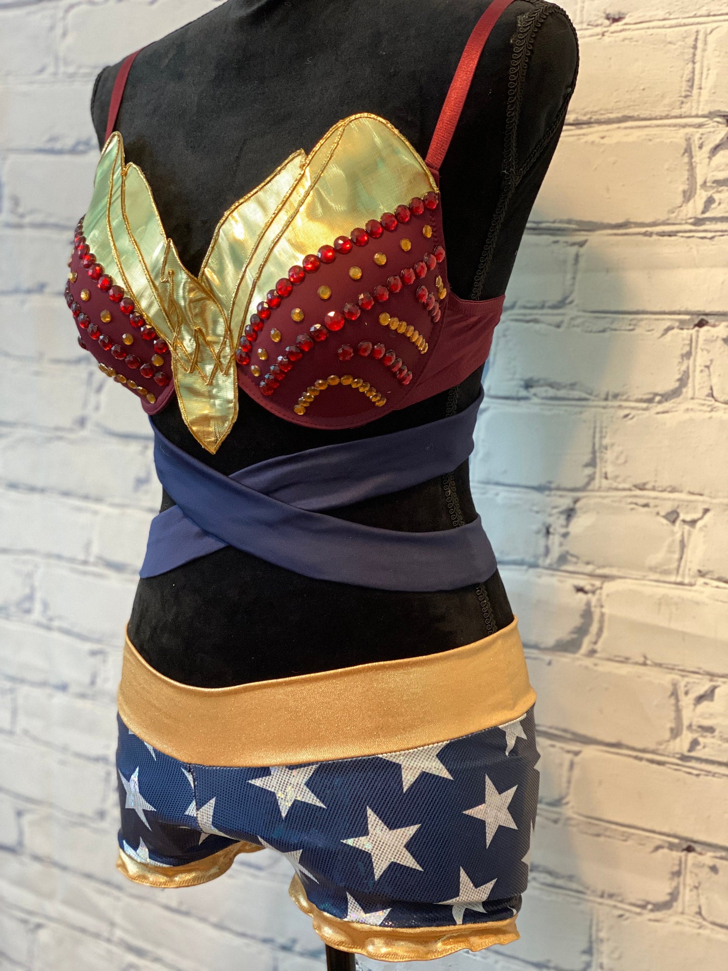 DC's Wonder Woman Movie Inspired Rave Bra - Perfect for a Rave Outfit, edm Bra, Exotic Dance Bra, edm Outfit, Rave Wear, EDC Bra, EDC Outfit