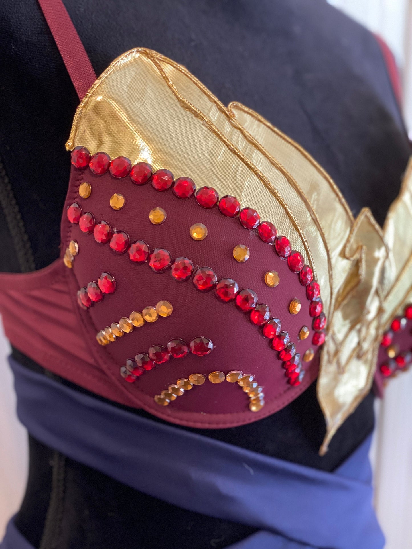 DC's Wonder Woman Movie Inspired Rave Bra - Perfect for a Rave Outfit, edm Bra, Exotic Dance Bra, edm Outfit, Rave Wear, EDC Bra, EDC Outfit