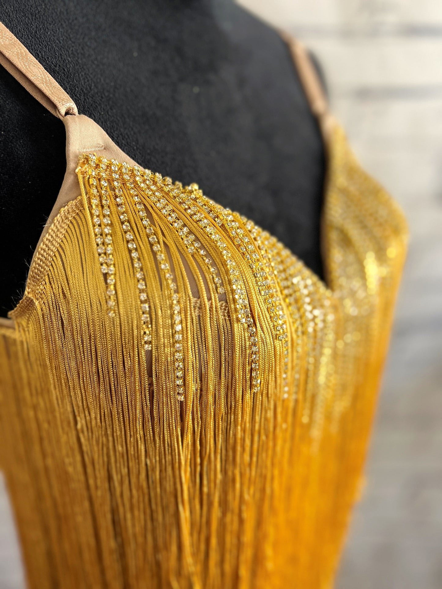 Bold and Fearless Gold Fringe Bra Top