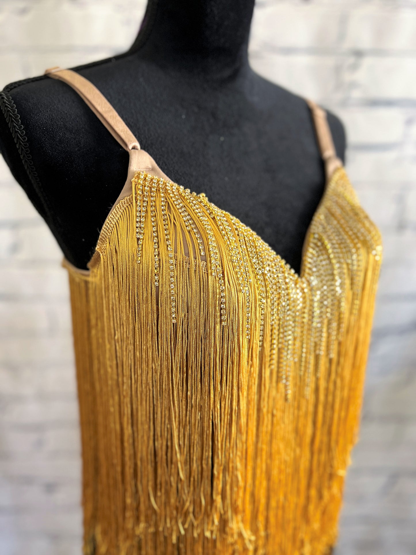 Bold and Fearless Gold Fringe Bra Top