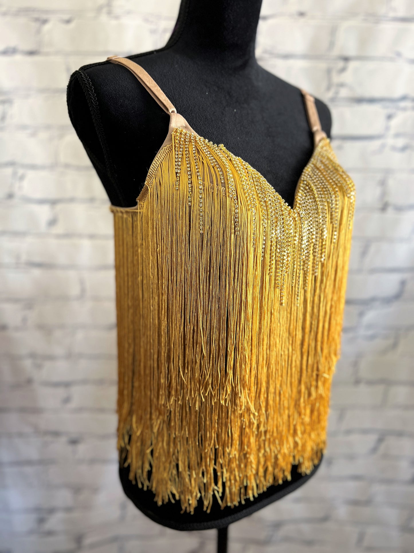 Bold and Fearless Gold Fringe Bra Top