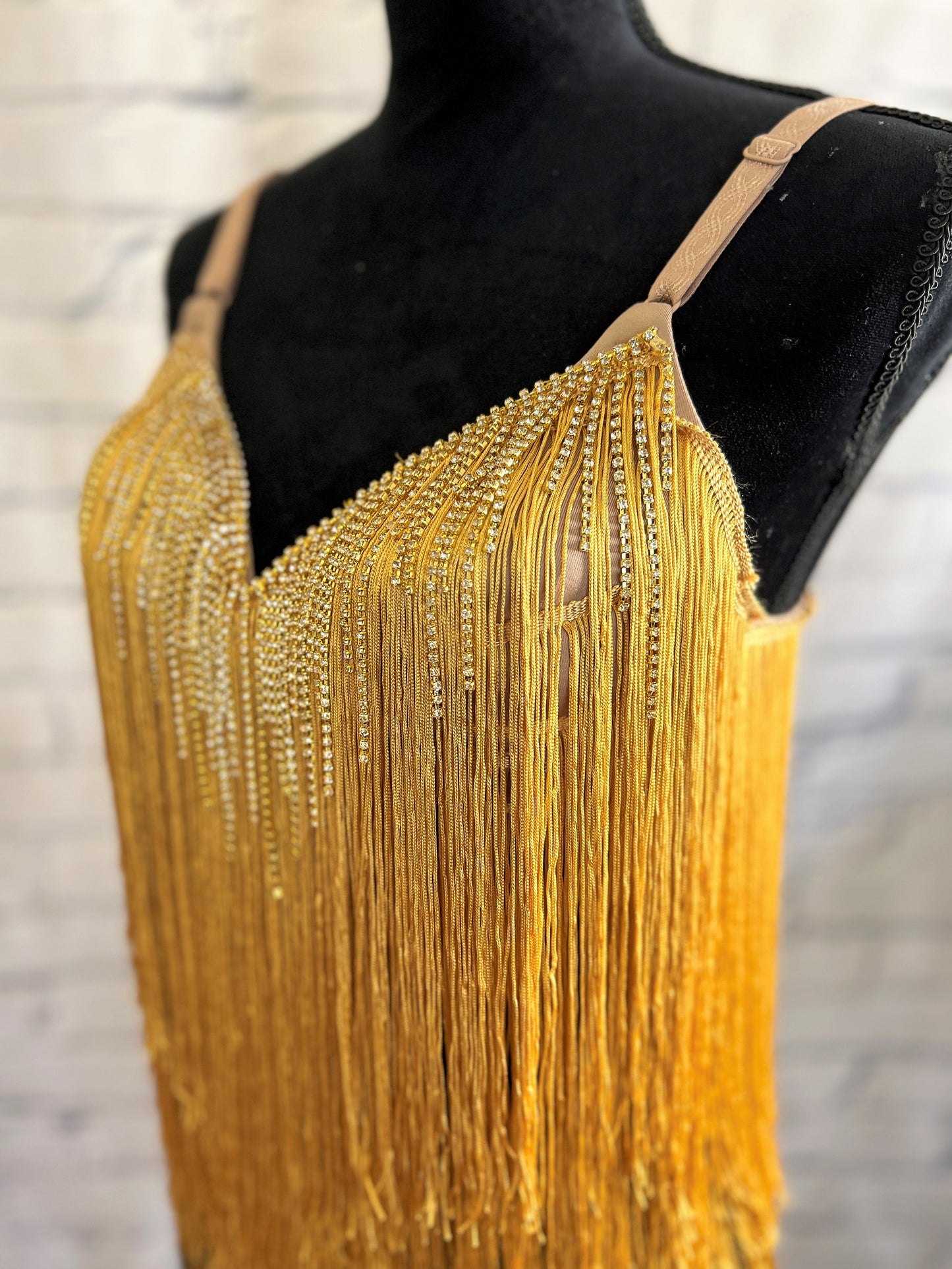 Bold and Fearless Gold Fringe Bra Top