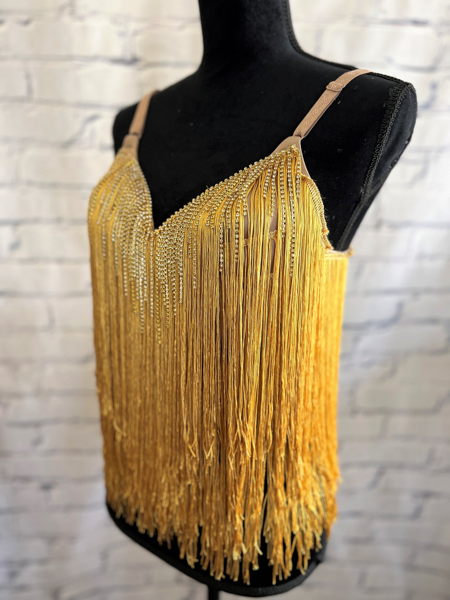 Bold and Fearless Gold Fringe Bra Top