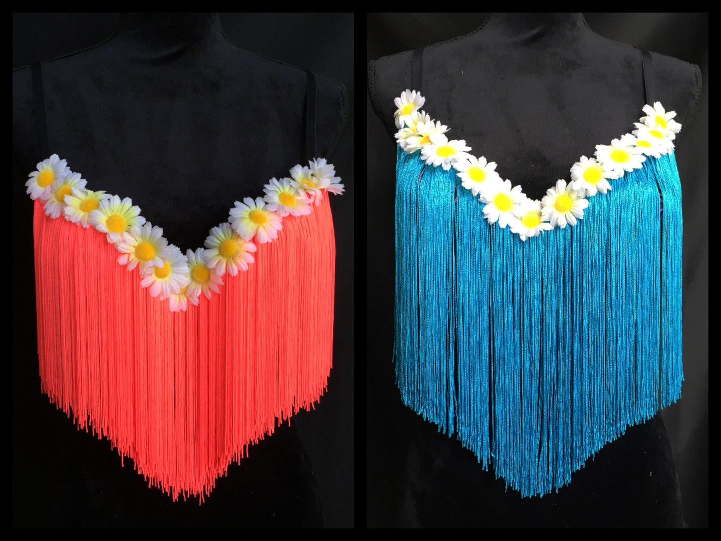 Long Fringe Top with LED Light Up Daisy Design