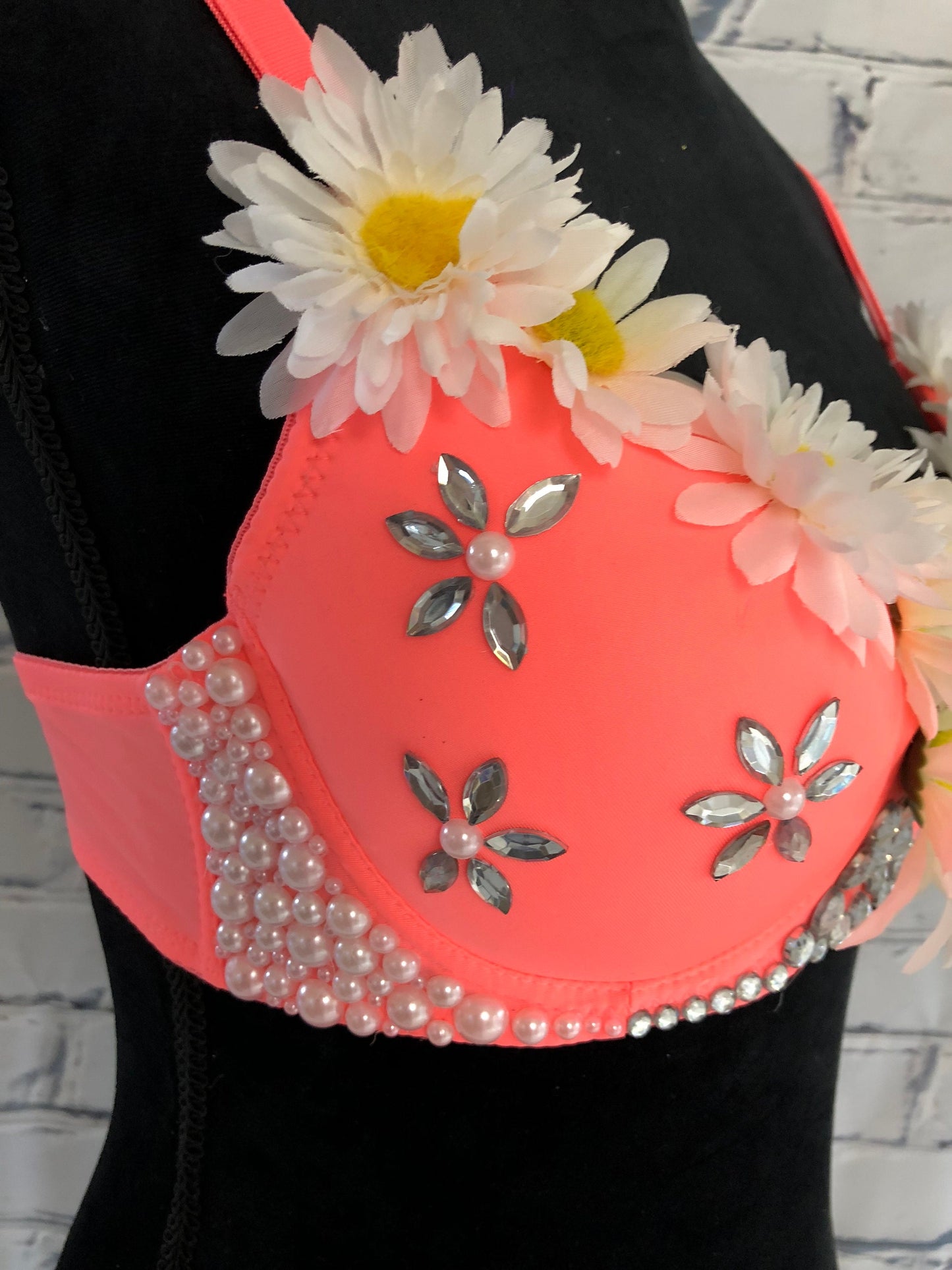 Daisy & Neon Pink Rave Bra for Rave Fashion