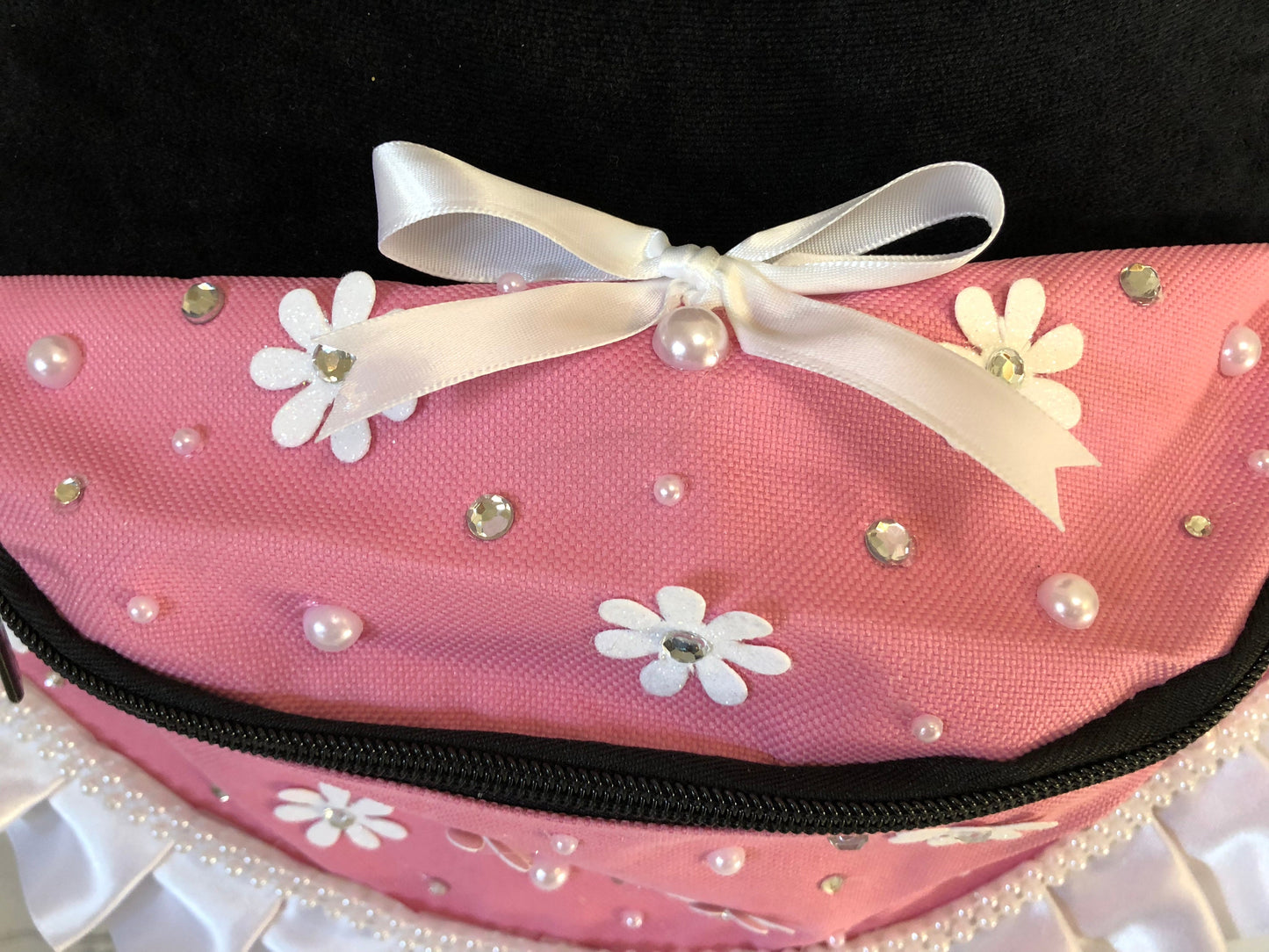 Barbie Inspired Pink Fanny Pack with Flowers - Rave Fanny Pack, Festival Fanny Pack, Rave Bag, EDC Bag, EDC Accessory, Day Fanny Pack