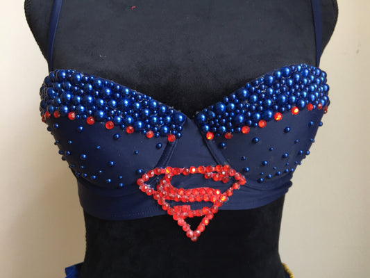 DC Comics inspired Supergirl Rave Bra - rave outfit, edm bra, exotic dance wear, edm outfit, rave wear, EDC bra, or EDC outfit