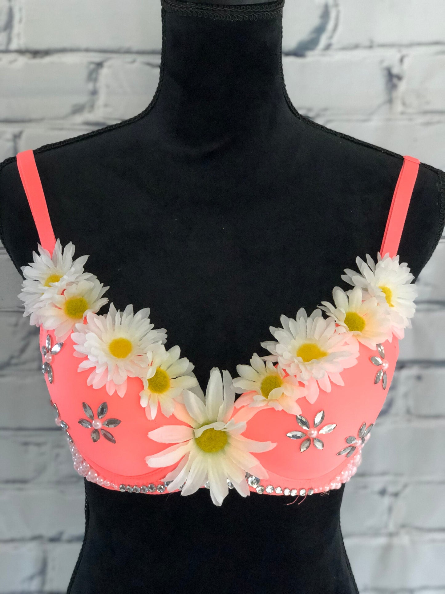 Daisy & Neon Pink Rave Bra for Rave Fashion