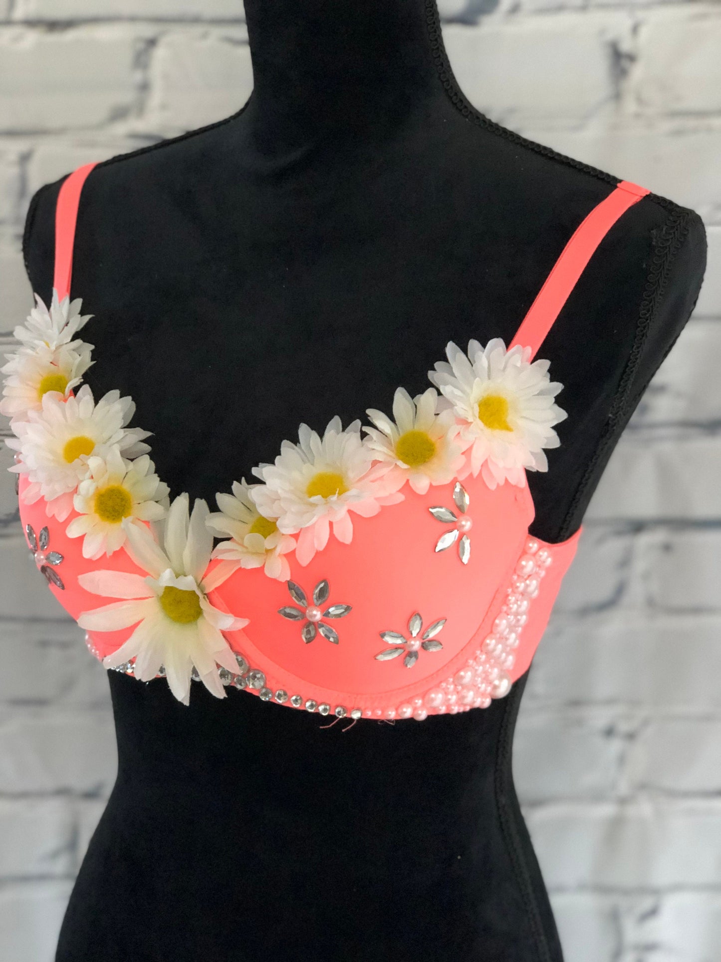 Daisy & Neon Pink Rave Bra for Rave Fashion