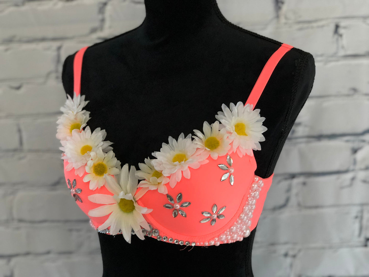 Daisy & Neon Pink Rave Bra for Rave Fashion