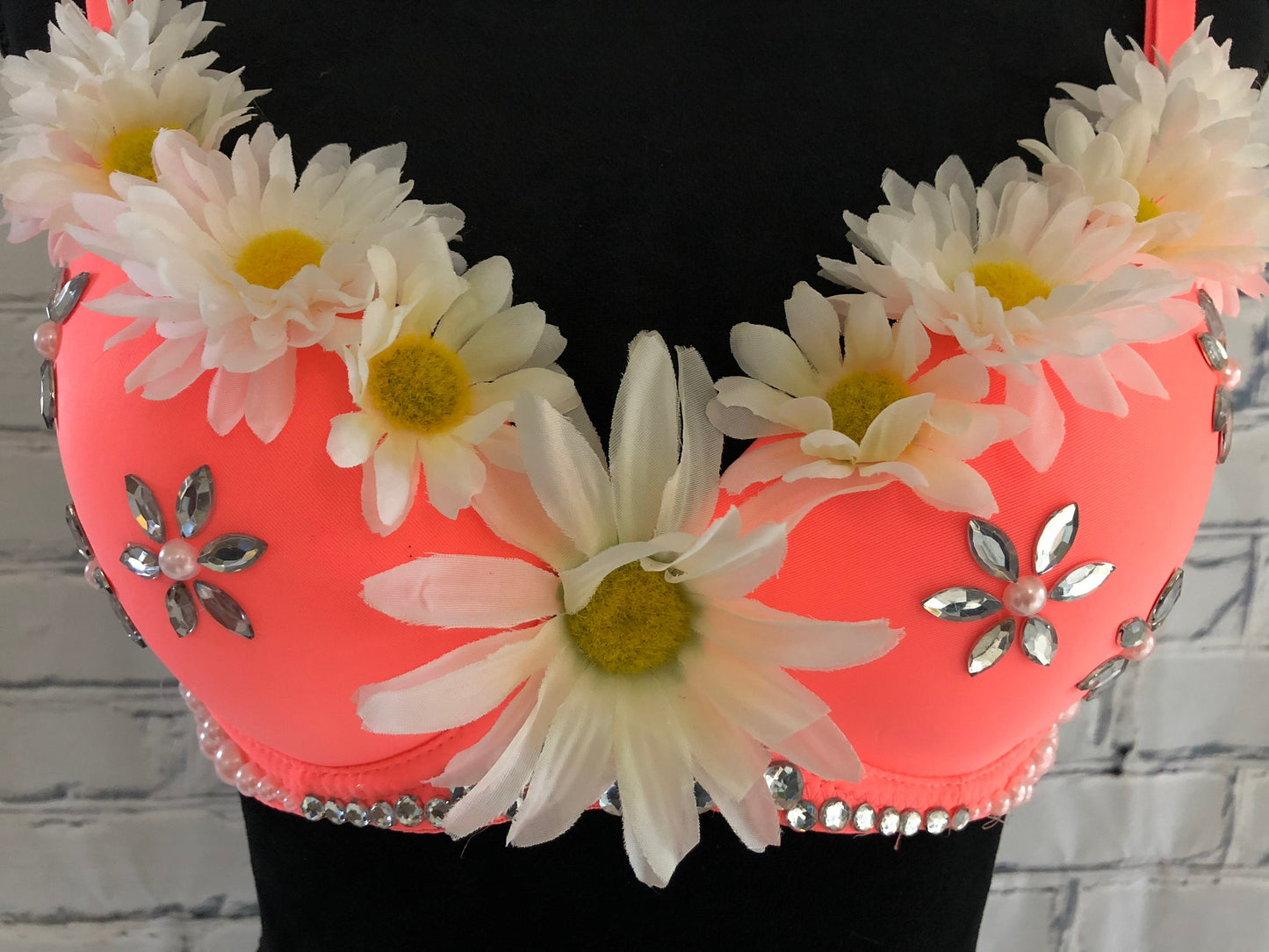 Daisy & Neon Pink Rave Bra for Rave Fashion