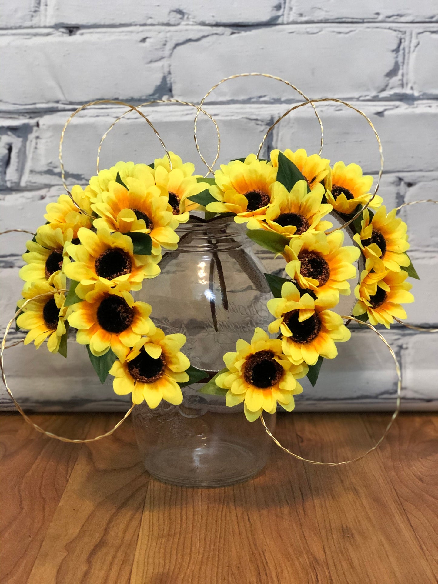 Gold Wire Sunflower Mickey Ears Headband