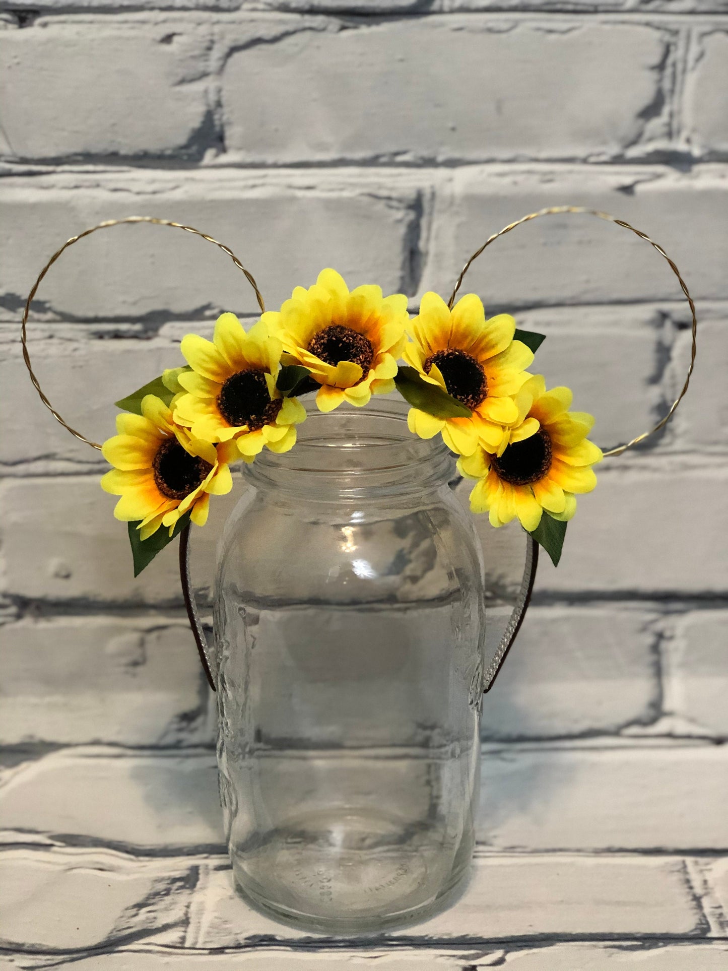 Gold Wire Sunflower Mickey Ears Headband