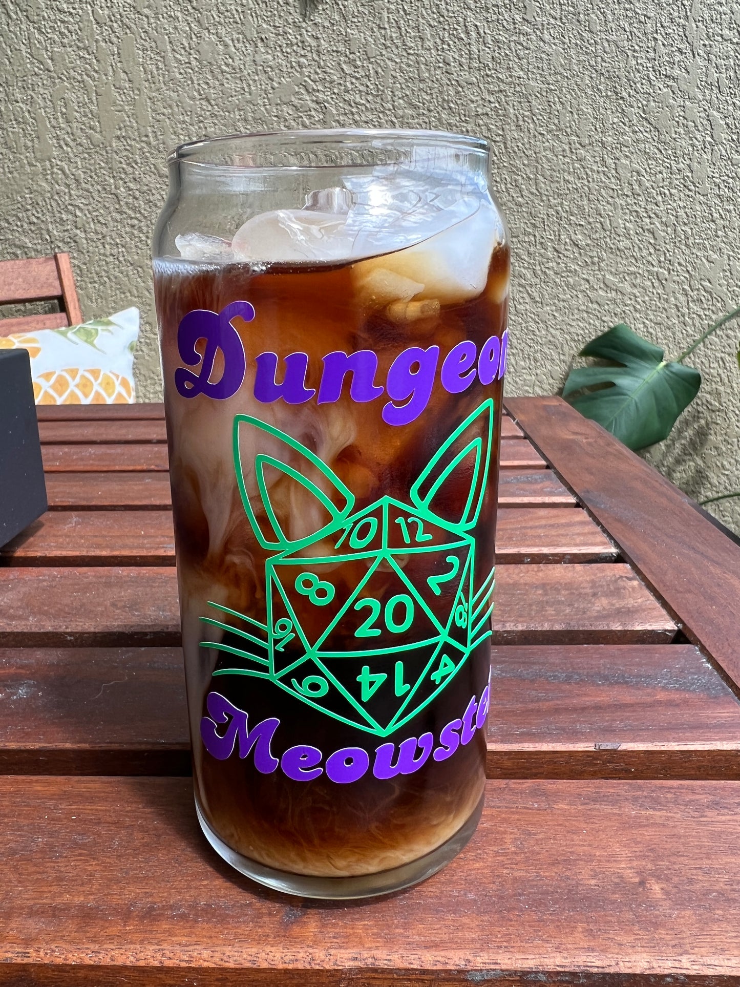 Dungeon Meowster DND Glass Can Cup with Color Changing Design