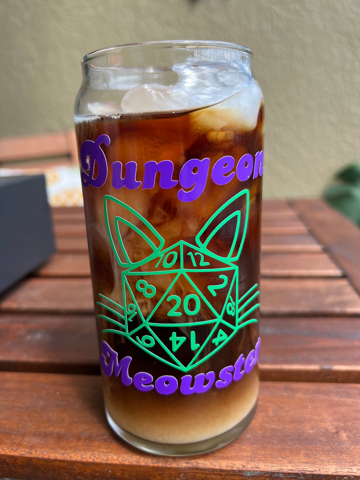 Dungeon Meowster DND Glass Can Cup with Color Changing Design