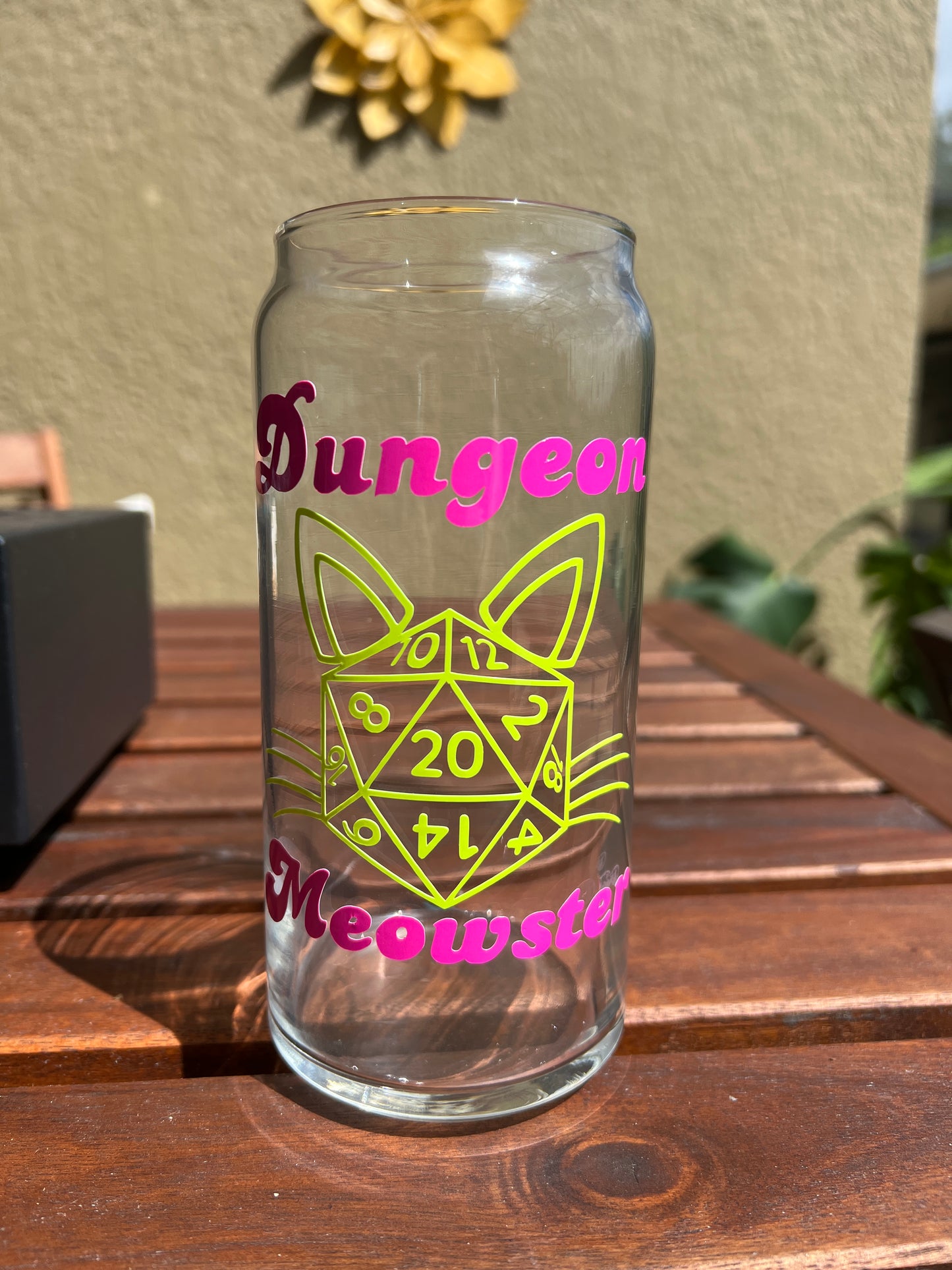 Dungeon Meowster DND Glass Can Cup with Color Changing Design