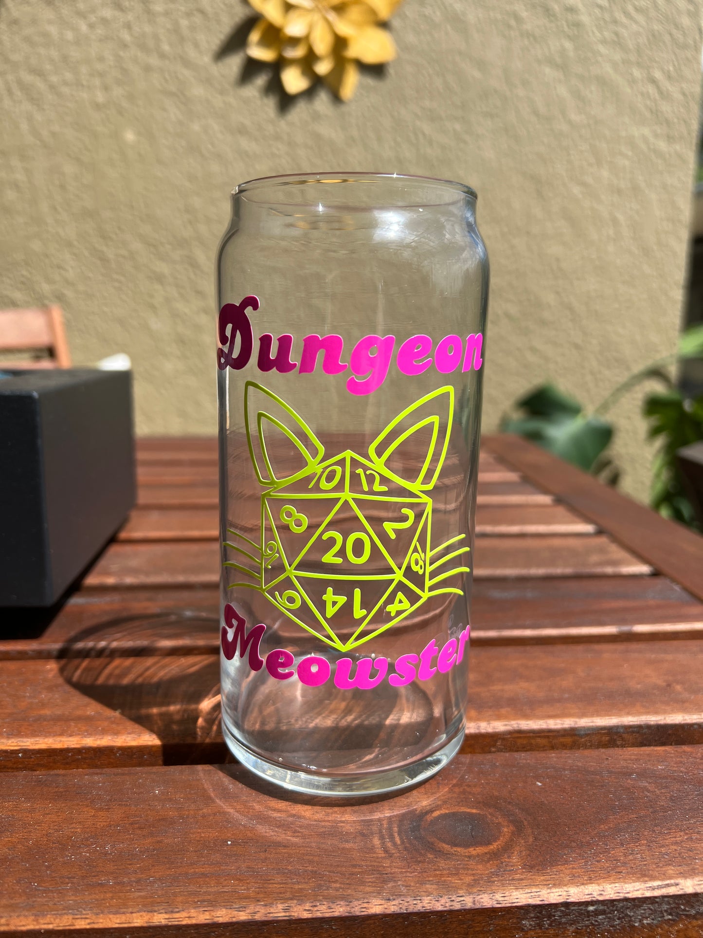 Dungeon Meowster DND Glass Can Cup with Color Changing Design