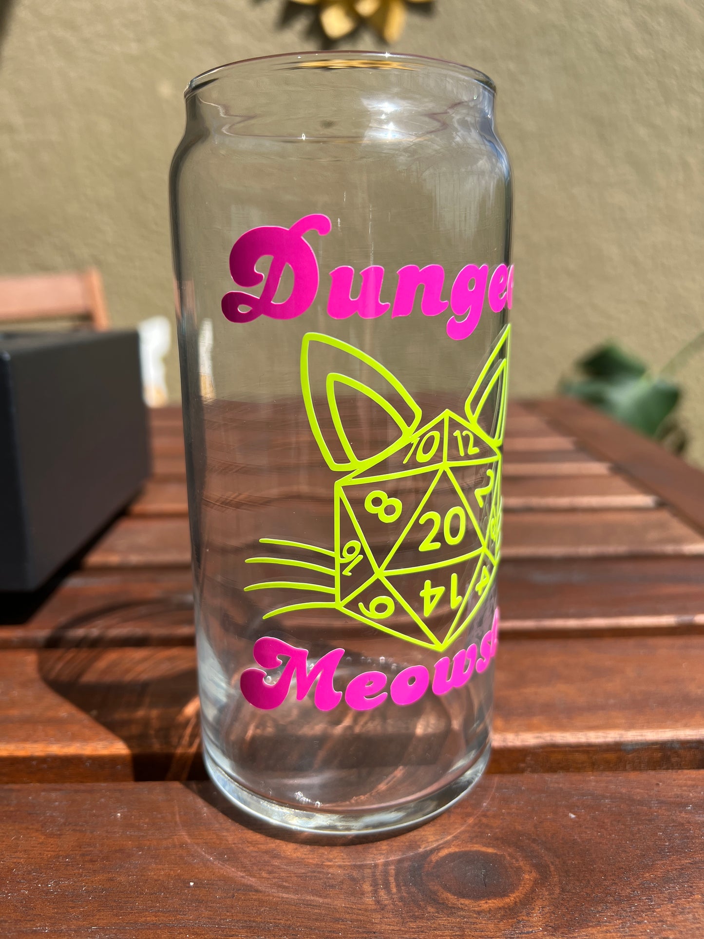 Dungeon Meowster DND Glass Can Cup with Color Changing Design